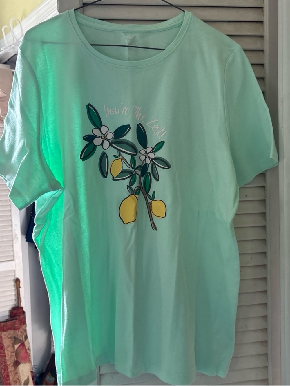 Kim Rogers Mint Green Tee with Lemon Graphic